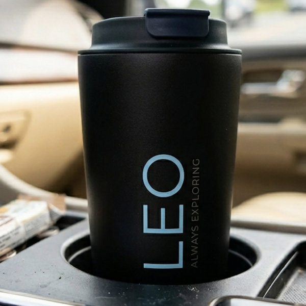 Branded and personalised travel mugs at Pollock's in East London
